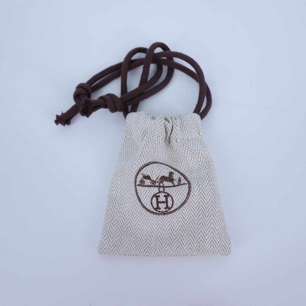 HERMES Beige Drawstring Bag 3.5x3.5